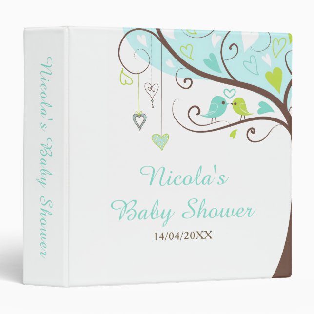 Tree Blue and Green Baby Shower Photo Album 3 Ring Binder (Front/Spine)