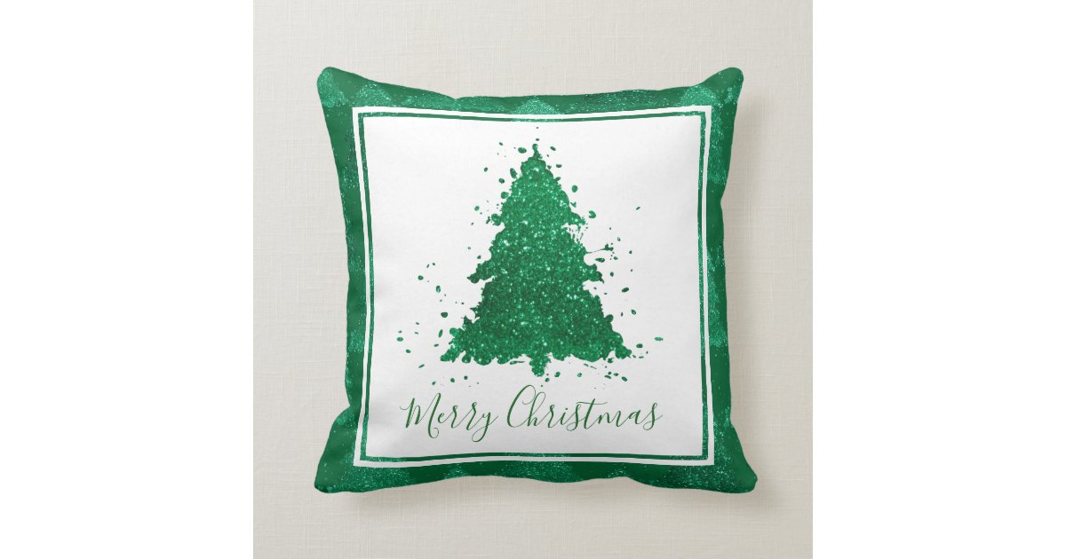 Tree Bold Decor Emerald Kelly Green Vivid Script Throw Pillow