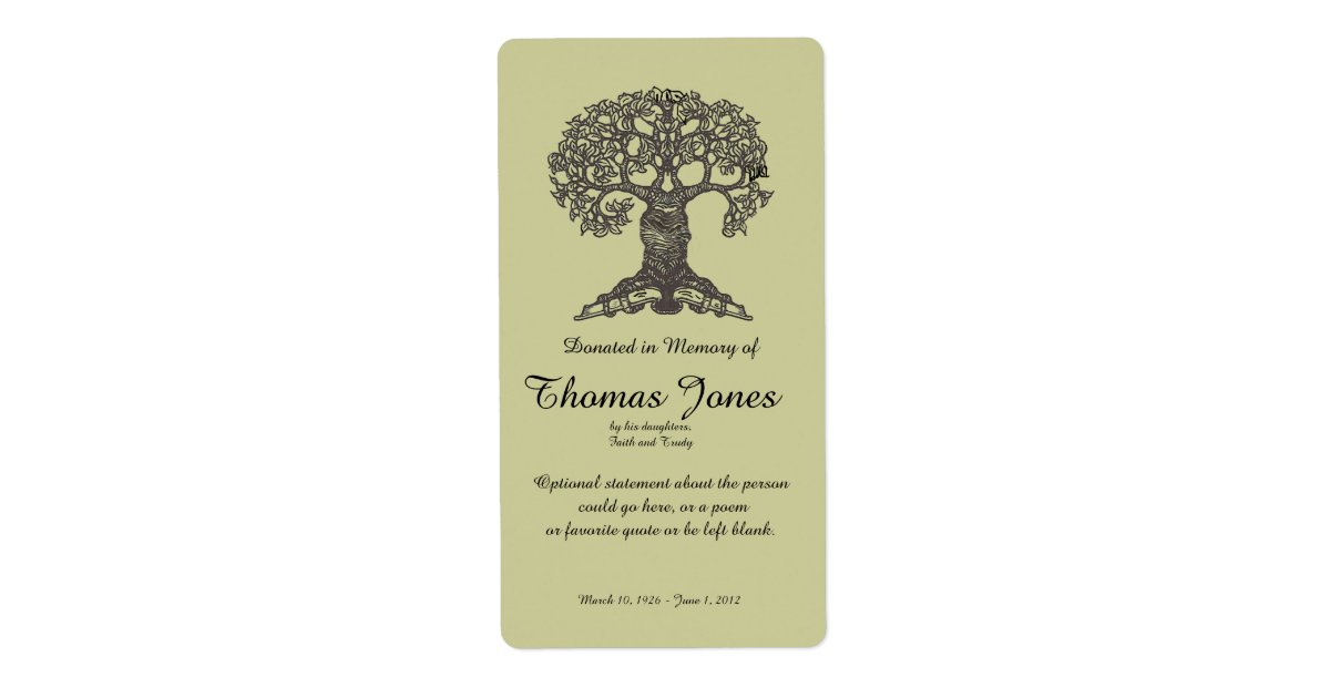Tree book donated in memory of bookplate zazzle