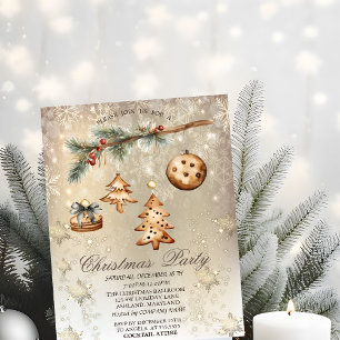 Tree Branch,Ornaments,Stars Gold Invitation