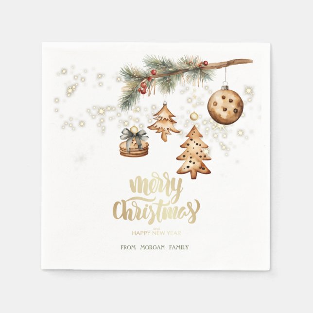 Tree Branch,Ornaments,Stars Napkins (Front)