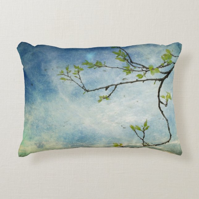 Tree Branch Over Textured Sky Accent Pillow (Front)