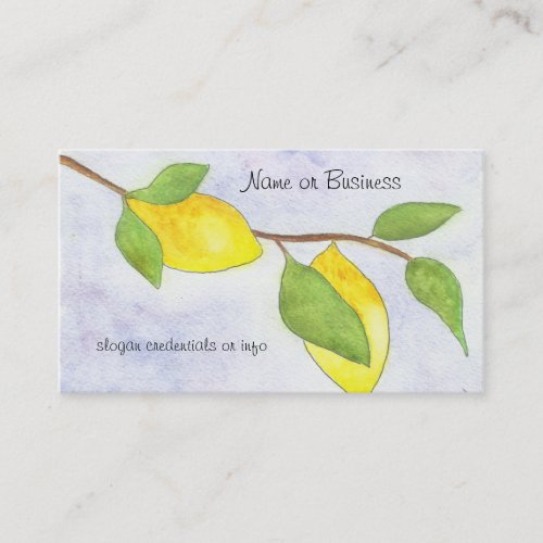 Tree Branch with Lemons and Leaves in Watercolor Business Card