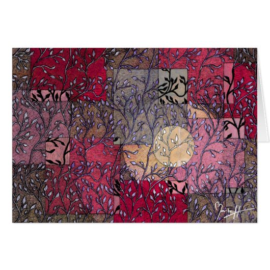Tree branches an leaves against the moon - Pink Cards (Front Horizontal)