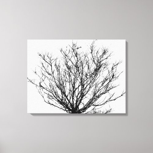 Tree Branches Black and White Wall Decor Winter Canvas Print