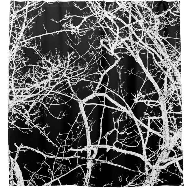 Tree Branches - Black Logic Shower Curtain (Front)