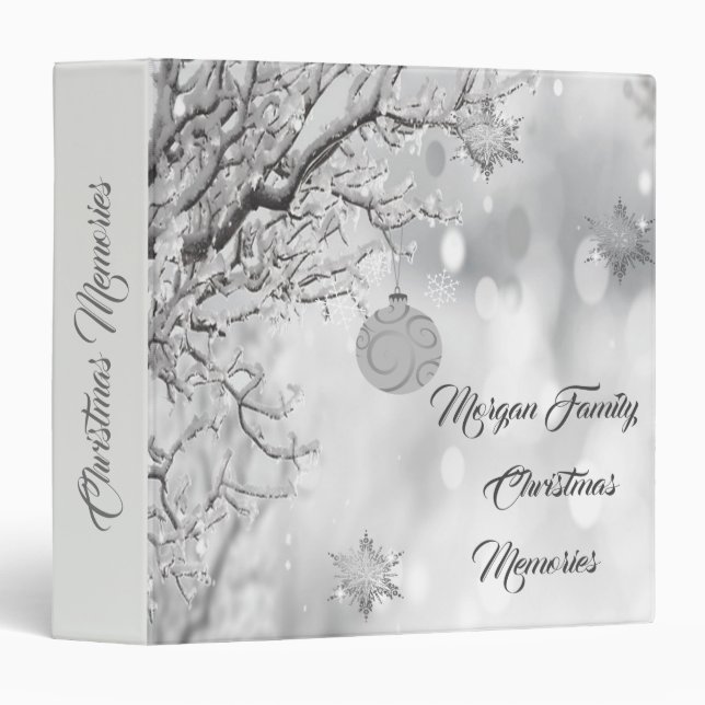 Tree Branches, Christmas Ball,Snowflakes 3 Ring Binder (Front/Spine)