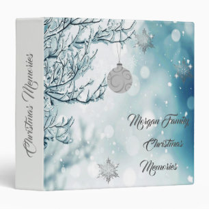Tree Branches, Christmas Ball,Snowflakes,Snow 3 Ring Binder