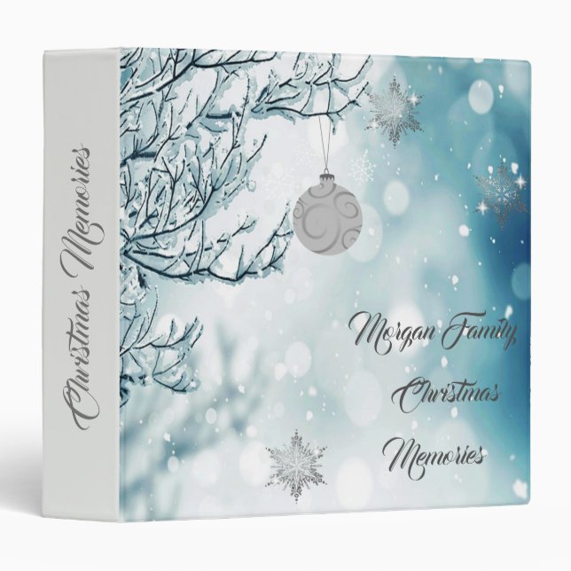 Tree Branches, Christmas Ball,Snowflakes,Snow 3 Ring Binder (Front/Spine)