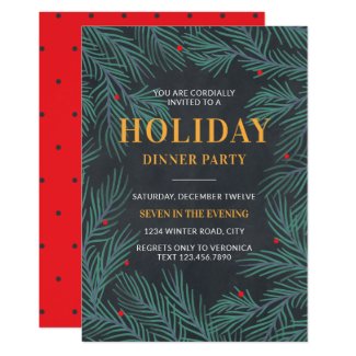 Tree Branches Elegant Holiday Dinner Party Invitation