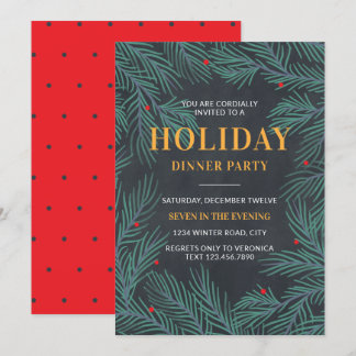 Tree Branches Elegant Holiday Dinner Party Invitation
