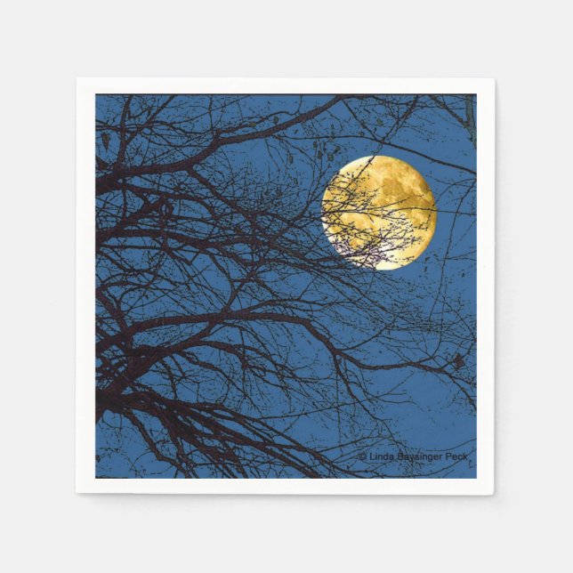 Tree Branches Full Moon Paper Napkins (Front)