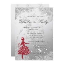 Tree Branches,Girl Corporate Christmas Party Invitation