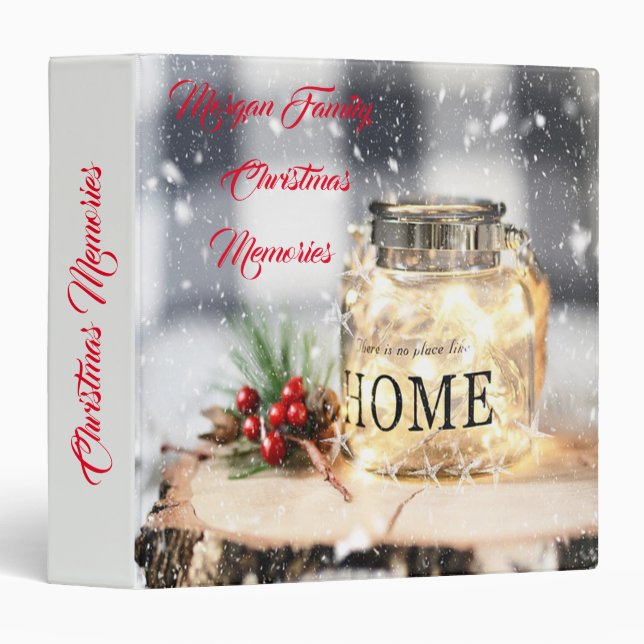 Tree Branches,Holly Berries,Candle Holiday 3 Ring Binder (Front/Spine)