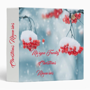 Tree Branches,Holly Berries,Snow Holiday 3 Ring Binder