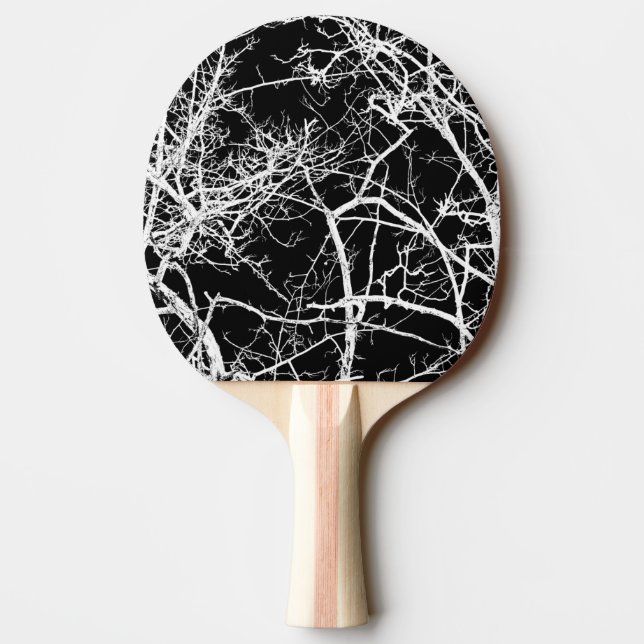 Tree branches on black background Ping-Pong paddle (Back)