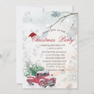 Tree Branches Red Truck Company Party Invitation