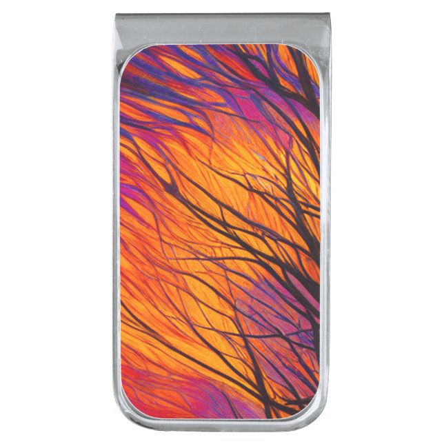 Tree Branches Silver Finish Money Clip (Front Vertical)