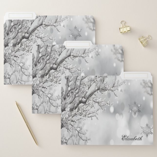 Tree Branches, Snowflakes- Personalized File Folder (Set)