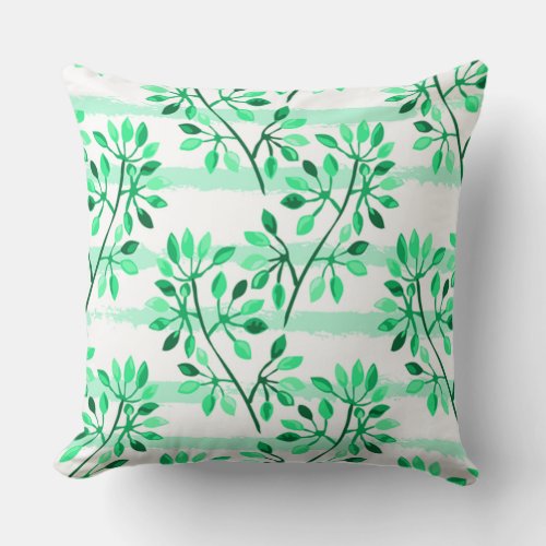 Tree branches with leaves throw pillow