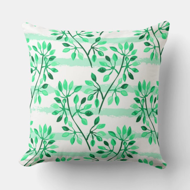 Tree branches with leaves throw pillow (Front)