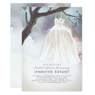 Tree Bridal Shower | Watercolor Wedding Dress Invitation