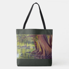 Tree by Still Waters—Green on Top and Bottom Tote Bag