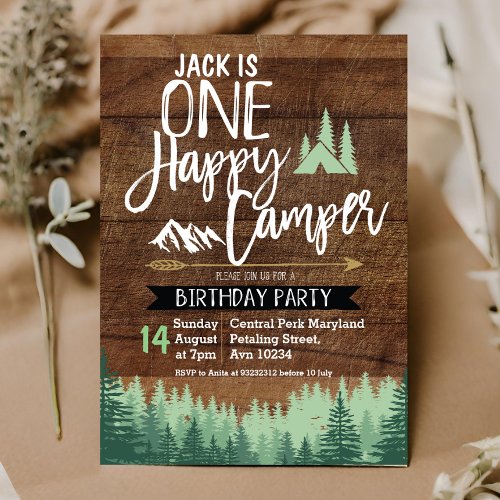 Tree Camper Birthday Invitation Camping Party