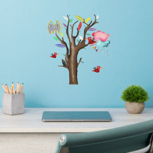 Tree Car Birds Clouds drops  Wall Decal