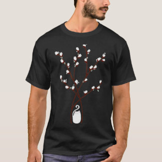 tree cat willow buds flowers tree T-Shirt
