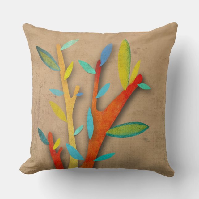 Tree Colorful leaves Throw Pillow (Front)