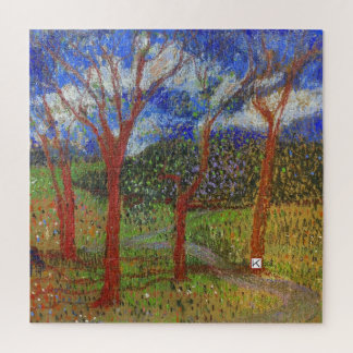 Tree colorful wood print jigsaw puzzle
