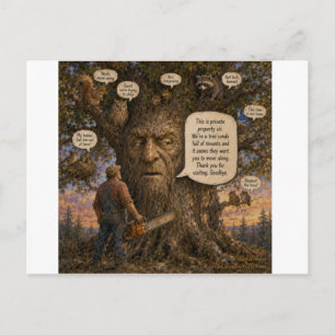 Tree Condo Tenants Cartoon – Nature Speaks Up! Holiday Postcard