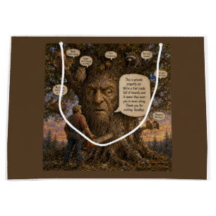 Tree Condo Tenants Cartoon – Nature Speaks Up! Large Gift Bag