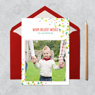 Tree Confetti Modern Flat Holiday Photo Card