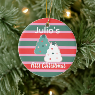 Tree Cookies First Christmas Merry Christmas Ceramic Ornament