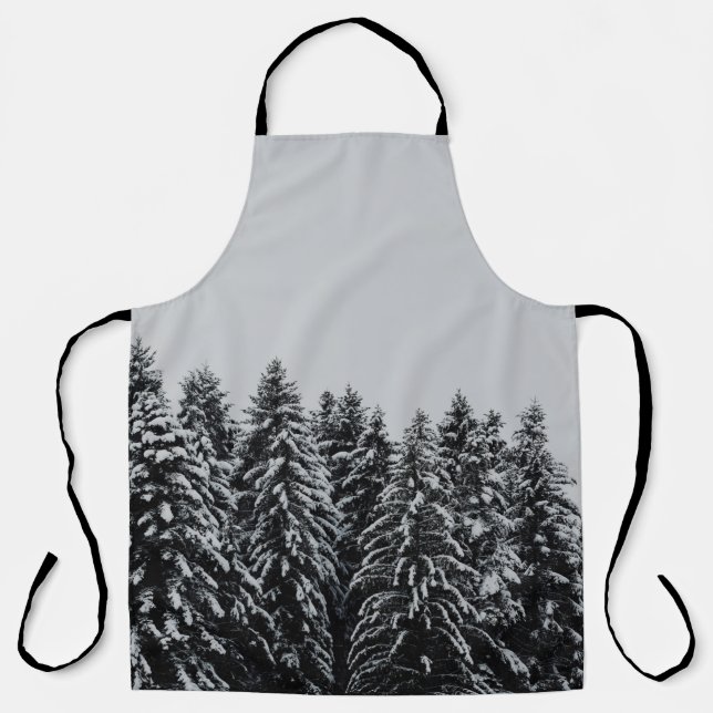 TREE COVERED SNOW UNDER CLOUDY SKY APRON (Front)