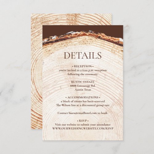 Tree Cut Customizable Rustic Wedding Details Enclosure Card