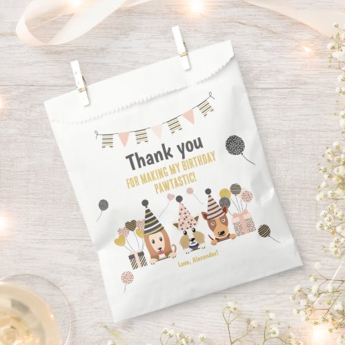 Tree cute dogs with party hats balloons Birthday Favor Bag