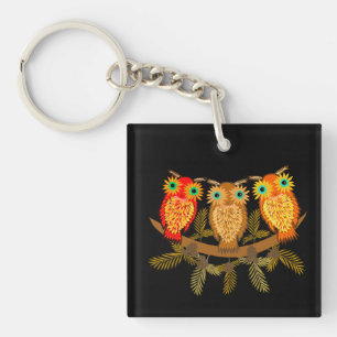 Tree cute owls keychain