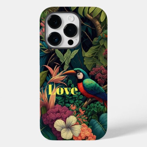 Tree cutter bird with floral flower pattern  Case_Mate iPhone 14 pro case