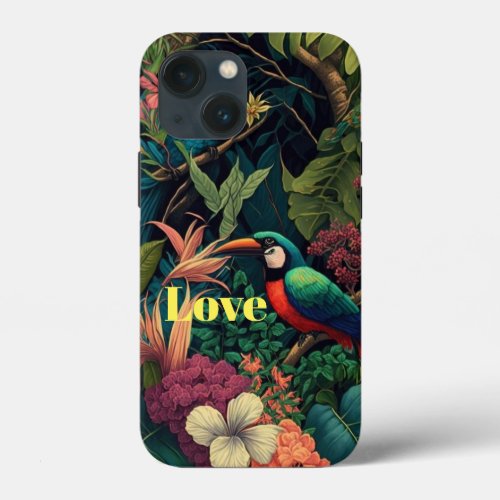 Tree cutter bird with floral flower pattern  iPhone 13 mini case