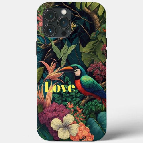 Tree cutter bird with floral flower pattern  iPhone 13 pro max case