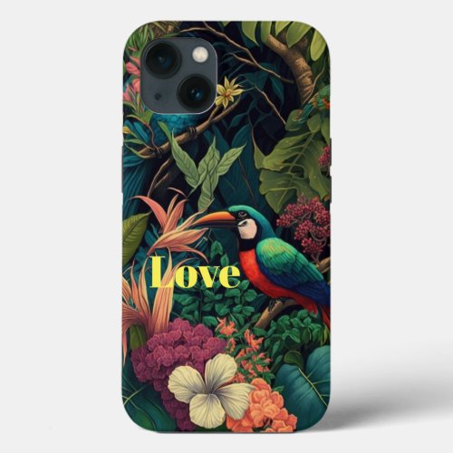 Tree cutter bird with floral flower pattern  iPhone 13 case