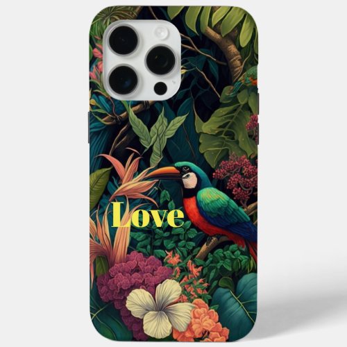 Tree cutter bird with floral flower pattern  iPhone 15 pro max case