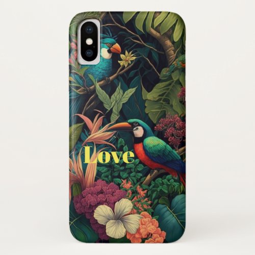 Tree cutter bird with floral flower pattern  iPhone x case