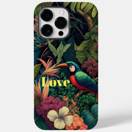 Tree cutter bird with floral flower pattern  Case_Mate iPhone 14 pro max case