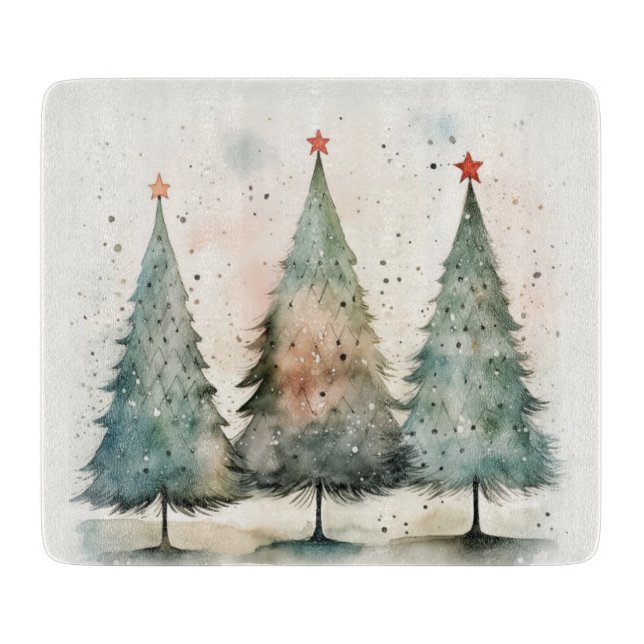 Tree Cutting Board, Winter Cutting Board, Glass Cutting Board (Front)