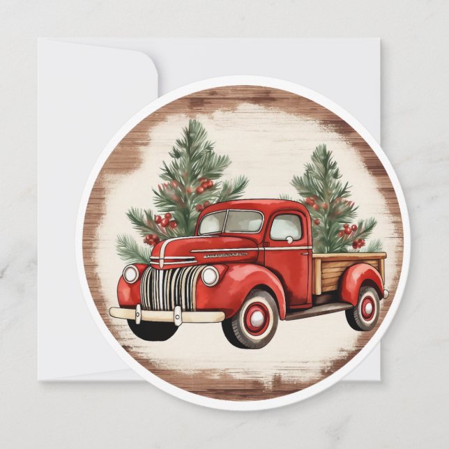 Tree Delivery – A Vintage Christmas Ride Holiday Card (Front)