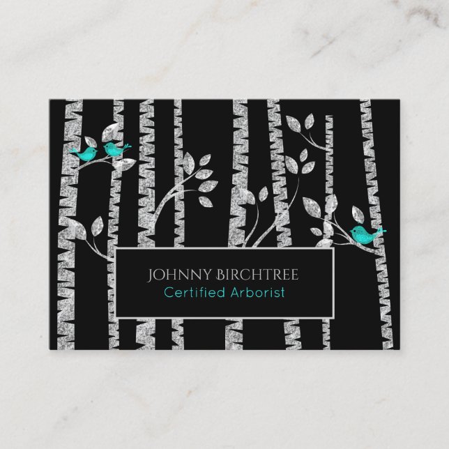 *~* Tree Doctor Blue Birds Arborist Birch Tree Business Card (Front)